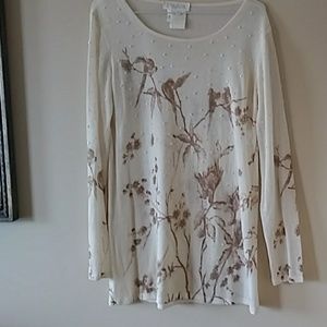 Escada Cream and Brown Floral Tunic